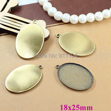 18x25mm antiguo bronce antiguo BRUSHED Copper bases blanco oval del bisel bandeja W/un lazo Cabochon ajustes colgante hallazgos en blanco al por mayor 2024 - compra barato