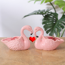 1PC Ceramic Flamingo Shape Vase Ashtray Ornament Livingroom Decoration Coffee Bar Desktop Key Storage Crafts Figurines 2024 - buy cheap