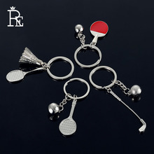 RE 100pcs/lot Factory Direct Sales Wholesale Promotion Table Tennis Golf Key Chain Sports Keychain Badminton Racket Key Ring 2024 - buy cheap