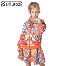 Sanlutoz Children Girl Clothing Set Toddler Kids Clothes 2016 Winter Autumn Sport Suit for Girl Brand Tracksuit (Jacket + Dress) 2024 - buy cheap