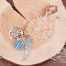 DoreenBeads Handmade Movie Supernatural Pentacle Angel Wings Wishing Bottle Guardian Series Silver Color Necklace Jewelry, 1 Pc 2024 - buy cheap