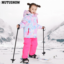 Высококачественный детский лыжный костюм, супертеплая Лыжная куртка и штаны для девочек, комплект, водонепроницаемая одежда для сноуборда, зимний детский лыжный костюм 2024 - купить недорого
