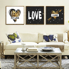 Золотое сердце, современный минималистичный модный принт, Скандинавская Картина на холсте, настенная художественная картина, домашний декор, гостиная, черно-белая живопись 2024 - купить недорого