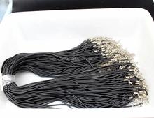 Cordón de cuero sintético negro, 10 Uds., 17 ", cordón de piel sintética, collares con cierre de langosta, 2mm de grosor con cadena de extensión 2024 - compra barato