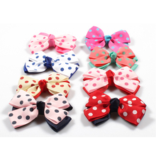 30pcs/lot 3" 9colors Double Grosgrain Dot Ribbon Flower Bows with Clip Kids Girls Organza Hair Bows For Toddle Hair Accessories 2024 - buy cheap