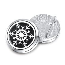 Exquisite Brooch Aroma Diffuser Snowflake Pattern Stainless Steel Pendant Perfume Lockets Essential Oil Aromatherapy Box Brooch 2024 - buy cheap