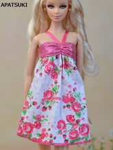 Roupas de boneca fashion cor-de-rosa, vestido casual linha a para bonecas barbie, vestidos de peça única para vestido de boneca 1/6 bjd 2024 - compre barato