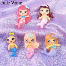 Julie Wang 10PCS Resin Cute Mermaid Cartoon Colorful Charms Pendants Jewelry Making Necklace Bracelet Accessory Phone Decor 2024 - buy cheap