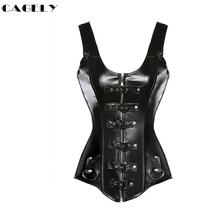 Black Faux Leather Corset Top Zip&Buckles Boned Overbust Bustier Vest Sexy Punk Motorcycle Jacket Lacing Basque S-6XL 2024 - buy cheap