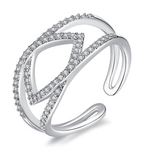 Hainon moda anillo de Color plateado para mujer boda hueco rombos cristal blanco compromiso anillo de tamaño abierto accesorios de fiesta 2024 - compra barato