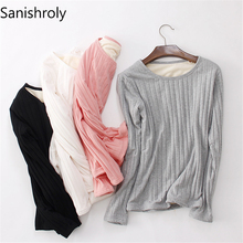 Sanishroly Autumn Winter Women Casual T-Shirts Tee Warm Thick Velvet T Shirt Ladies Long Sleeve T Shirts Tops Plus Size 2XL S224 2024 - buy cheap