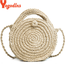 Yogodlns Round Straw Bags Women Summer Rattan Bag Handmade Woven Beach Crossbody Bag Circle Bohemia Handbag Lady Beach Bag bolso 2024 - buy cheap