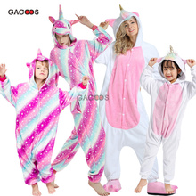 Winter Baby Kids Pajamas Set Kugurumi Unicorn Animal Onesies Adults Flannel Pyjamas Women Sleepwear Boys Girls Halloween Costume 2024 - buy cheap