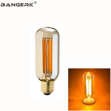 Vintage Edison Light Bulbs Base E27 2200K T45 6W LED Bulb Lamp 110V 220V Warm Lamps Holiday Party Home Lighting Dimmable