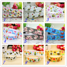 7/8'' Free shipping butterfly ladybug bee printed grosgrain ribbon hairbow headwear party decoration diy wholesale OEM 22mm D268 2024 - buy cheap