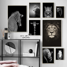 Black White Elephant Giraffe Zebra Wall Art Canvas Painting Nordic Posters And Prints Wall Pictures For Living Room Home Decor 2024 - buy cheap