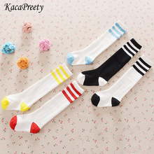 School girls socks summer kids knee high long socks cotton stripe sailor style children leg warmer 0-9Yrs 2024 - buy cheap