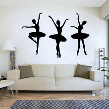 Pegatinas de pared de vinilo para decoración de habitación de niñas, 3 unidades, bailarina, bailarinas, Ballet, silueta, D635 2024 - compra barato