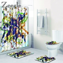 Zeegle-tapete de banheiro com estampa 3d, 4 pçs, tapete absorvente de água, para banheiro, não escorregadio, microfibra 2024 - compre barato