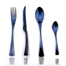 24piece Chic Golden Rainbow Blue Cutlery Set 18/10 Stainless Steel Flatware Sharp Steak Dinner Knives Forks Spoons Tableware Set 2024 - buy cheap
