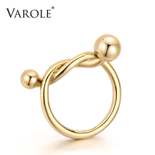 VAROLE Gold Color Simple Wedding Couples Rings for Women Smooth Line Style Knotted Ring Anel Jewellery Wholesale Christmas Gift 2024 - buy cheap