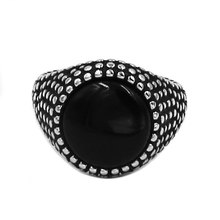Модное байкерское кольцо с гвоздями, кольцо из нержавеющей стали, ювелирные изделия в стиле панк с черным камнем, байкерское кольцо для мужчин и женщин, оптовая продажа SWR0816 2024 - купить недорого
