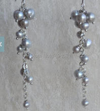 Wholesale Pearl Earrings - Gray Round Shape Natural Freshwater Pearl Dangle Earrings ,S925 Sterling Silvers Wedding Jewelry. 2024 - buy cheap