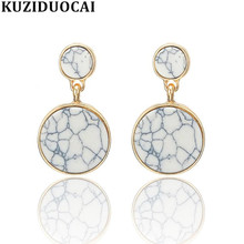 Kuziduocai-Pendientes colgantes de mármol para mujer y niña, joyería de moda, estilo Punk, craquelado, redondos, E-1935 2024 - compra barato