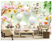 beibehang Beautiful modern personality wall paper Magnolia reflection stereo TV background papel de parede 3d wallpaper behang 2024 - buy cheap