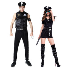 Halloween novo sexy preto casais mascarados traje polícia jogo uniformes rpg roupas de cosplay fantasia 2024 - compre barato