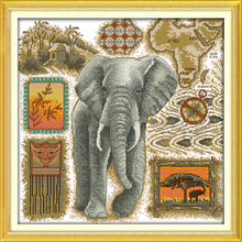 African elephant cross stitch kit 14ct 11ct pre stamped canvas embroidery DIY handmade needlework 2024 - buy cheap