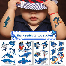 Поддельные татуировки 1 лист Временные татуировки стикер красочные поддельные татуировки Акула флэш Tatto водонепроницаемый маленький боди-арт ребенок 10 видов конструкций 2024 - купить недорого