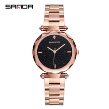 Relojes de oro rosa de marca de lujo para mujer, reloj de pulsera informal de cuarzo con vestido de cielo estrellado, resistente al agua, 2018 2024 - compra barato