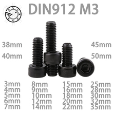 Rosca métrica DIN912 M3 Grado negro 12,9 de acero de aleación de cabeza hexagonal Tornillos M3 *(3/4/5/6/7/8/9/10/12/~ 50 14/15) mm 2024 - compra barato