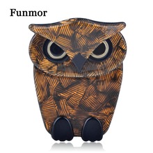 Funmor Acrylic Owl Big Brooch Pins Harajuku Brown-color Animal Stereoscopic Brooches For Women Kids Bag Scarf Badges Hijab Pins 2024 - buy cheap