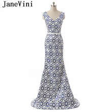 JaneVini-Vestidos de lentejuelas para madre de la novia, Vestidos de sirena con escote en V y espalda descubierta, Vestidos de noche formales de tren de barrido 2018 2024 - compra barato