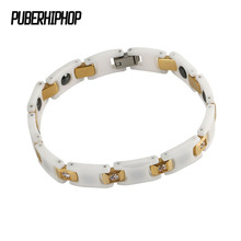 Pulseira magnética feminina, bracelete de germânio, cor dourada, tamanho personalizado 2024 - compre barato