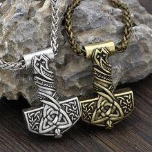 Viking Thor Hammer Mjolnir  Odin Face Amulet Pendant Necklace  Pendant Necklace  with Gift Bag 2024 - buy cheap