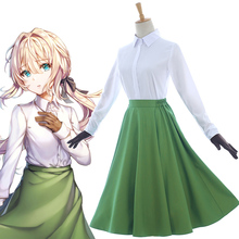 Anime Violet Evergarden Auto Memories Doll Cosplay Costume Outfit White Blouse Green Skirt Dress Uniform Set Halloween Party Set 2024 - buy cheap