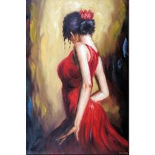 Best oil portaits Spanish Flamenco dancing girl Female artwork on canvas Hand painted woman painting for room decor 2024 - buy cheap