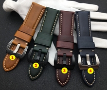 22mm 24mm 26mm Green wine red blue Brown Vintage Calf oil cow Leather Watchband For Panerai strap for PAM441 Watch band buckle 2024 - buy cheap