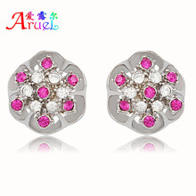 Brincos fashion gold silver plated jewelry channel flower crystal stud earrings boucles d'oreille women aretes de mujer earrings 2024 - buy cheap