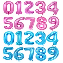 40inch Number Foil Balloons Large Helium Birthday Party Decoration Balloon Supplies Baby Shower Souvenirs Favors Digit Pink Blue 2024 - buy cheap