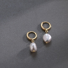 Handmade Jewelry Baroque Pearl Beaded Drop Earrings Gold Coor Lever Back Circle Natural Freshwater Pearl Dangle Earrings Women 2024 - buy cheap