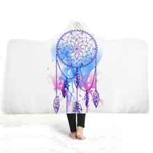 2019 Wearable Dream Catcher Hooded Blanket Colorful Feather and Flowers Sherpa Fleece Throw Blanket with Cap for Kids Adult 2024 - buy cheap