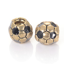 Antique Gold Color European Style Large Hole Enamel Football Beads Charm Fits Diy Snake Chain Charm Bracelet Jewelry Making 2024 - buy cheap