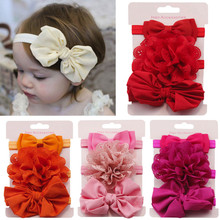 Yundfly-bandana elástica floral para crianças, conjunto de turbante de cabelo, cores sólidas, com nó, para meninas e bebês 2024 - compre barato