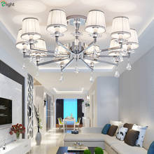 Modern Lustre Crystal Led Ceiling Lights Chrome Metal Dining Room Led Ceiling Light Fabric Living Room Led Ceiling Lamp Fixtures 2024 - buy cheap