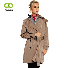 GOPLUS 2019 Spring Fashion Trench Coat women khaki Double breasted Sash long Coat Classic Casual Overcoat Female windbreaker 2024 - buy cheap