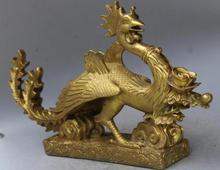 Китайская королевская медная латунная статуя знаменитой вермили Воробей Феникса птицы летящего зверя 2024 - купить недорого